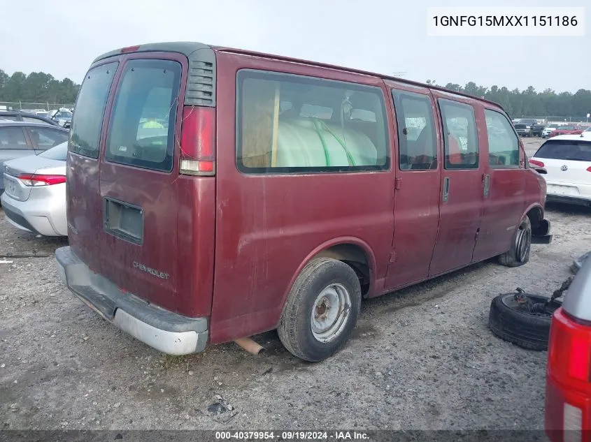 1999 Chevrolet Express VIN: 1GNFG15MXX1151186 Lot: 40379954