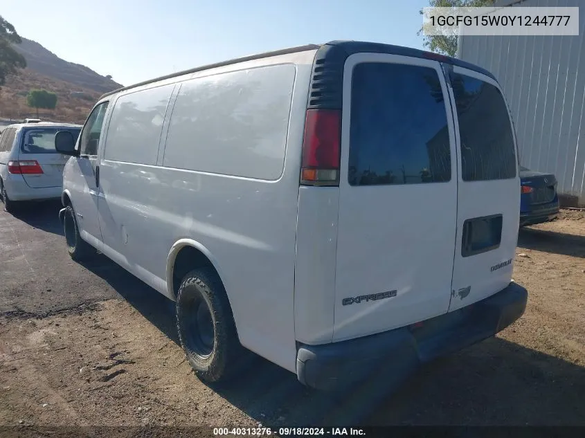 2000 Chevrolet Express VIN: 1GCFG15W0Y1244777 Lot: 40313276