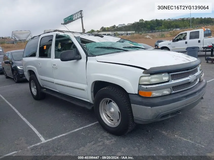 2000 Chevrolet Suburban 1500 Ls VIN: 3GNEC16T2YG139064 Lot: 40399447