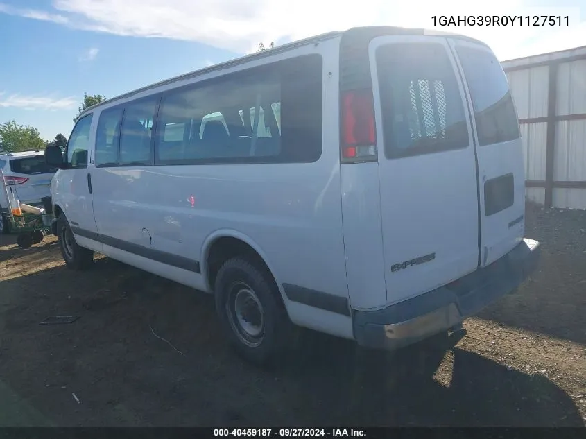 2000 Chevrolet Express VIN: 1GAHG39R0Y1127511 Lot: 40459187