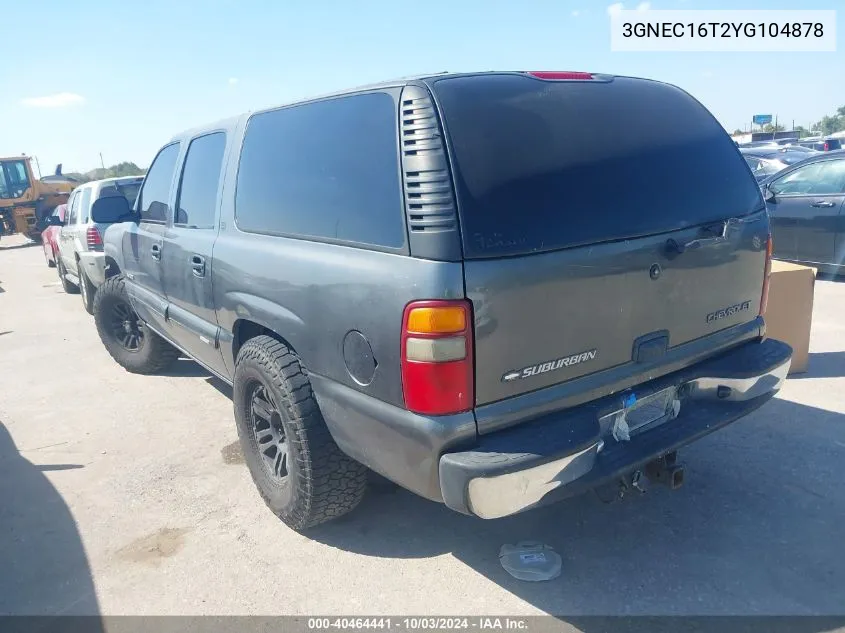 2000 Chevrolet Suburban 1500 Ls VIN: 3GNEC16T2YG104878 Lot: 40464441