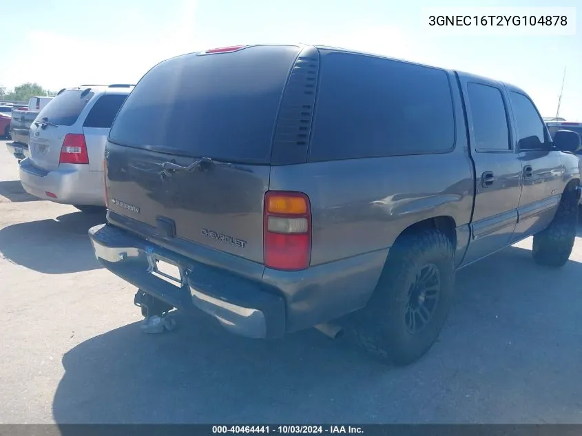 2000 Chevrolet Suburban 1500 Ls VIN: 3GNEC16T2YG104878 Lot: 40464441