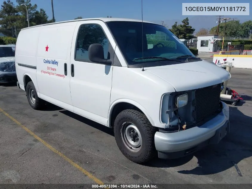 2000 Chevrolet Express VIN: 1GCEG15M0Y1181772 Lot: 40573394