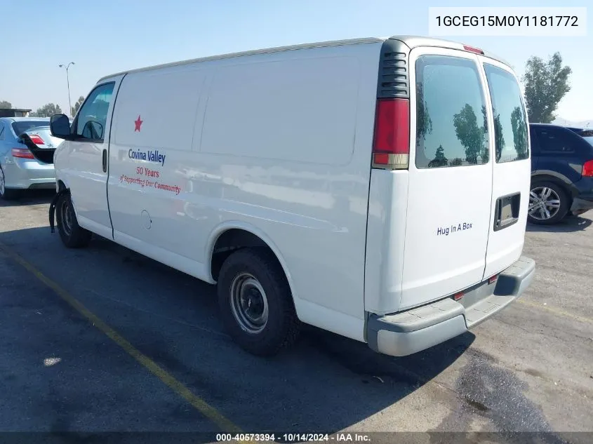 2000 Chevrolet Express VIN: 1GCEG15M0Y1181772 Lot: 40573394