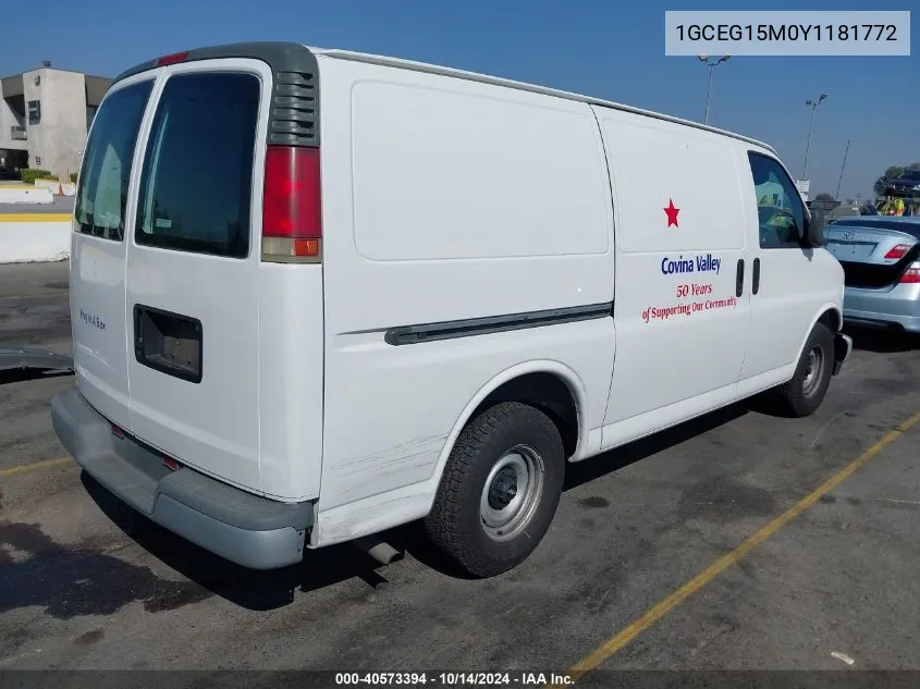 2000 Chevrolet Express VIN: 1GCEG15M0Y1181772 Lot: 40573394