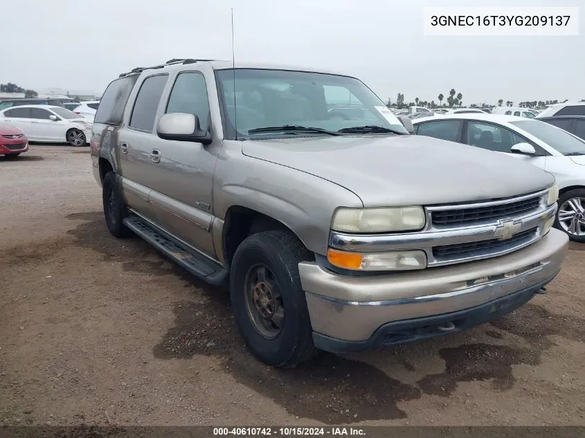 2000 Chevrolet Suburban 1500 Lt VIN: 3GNEC16T3YG209137 Lot: 40610742