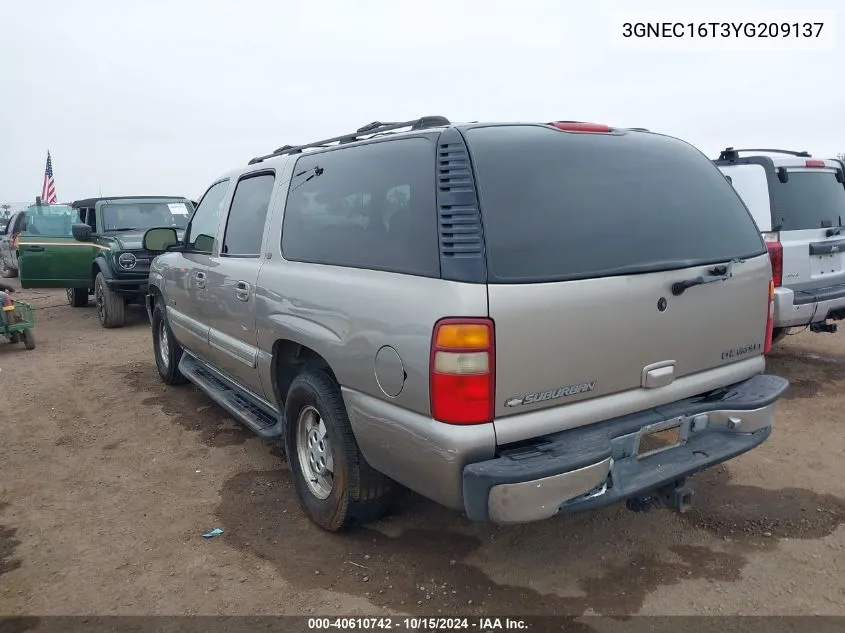 2000 Chevrolet Suburban 1500 Lt VIN: 3GNEC16T3YG209137 Lot: 40610742