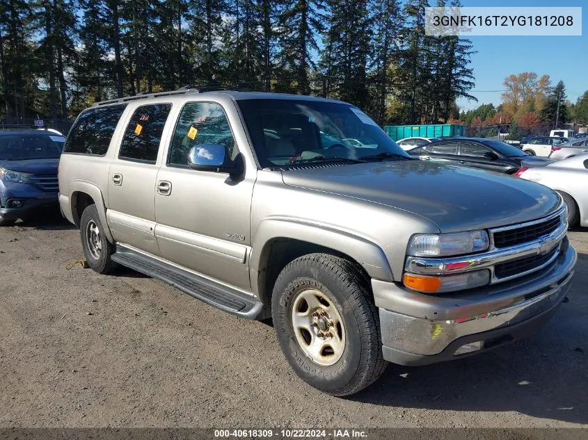 2000 Chevrolet Suburban 1500 Lt VIN: 3GNFK16T2YG181208 Lot: 40618309