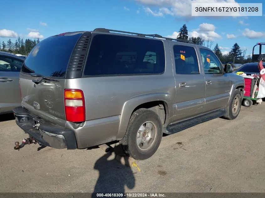 2000 Chevrolet Suburban 1500 Lt VIN: 3GNFK16T2YG181208 Lot: 40618309