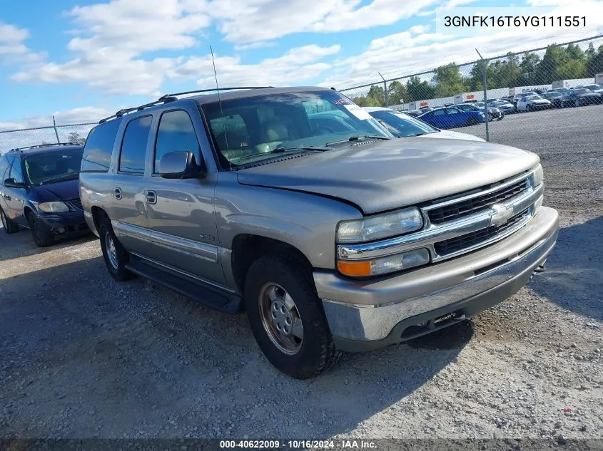 2000 Chevrolet Suburban 1500 Lt VIN: 3GNFK16T6YG111551 Lot: 40622009