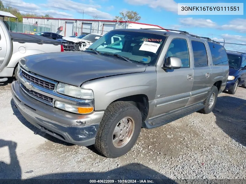 2000 Chevrolet Suburban 1500 Lt VIN: 3GNFK16T6YG111551 Lot: 40622009