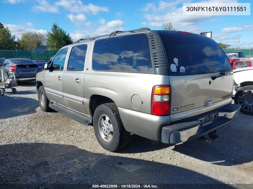 2000 Chevrolet Suburban 1500 Lt VIN: 3GNFK16T6YG111551 Lot: 40622009