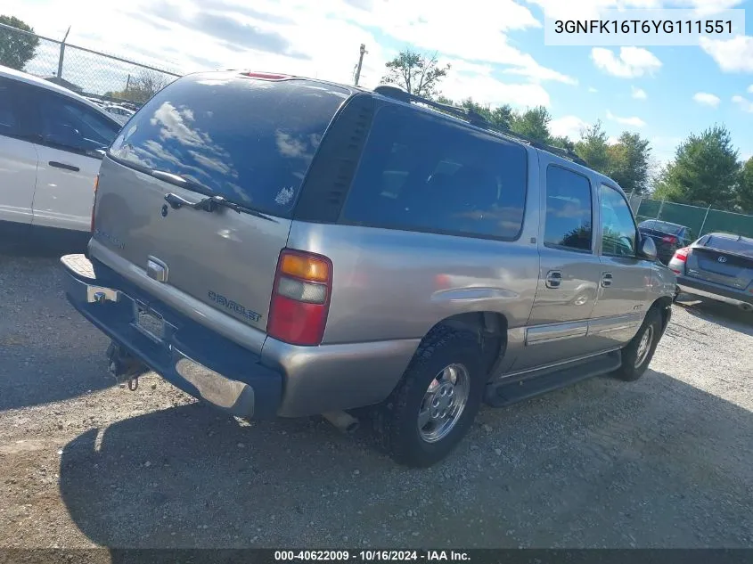 2000 Chevrolet Suburban 1500 Lt VIN: 3GNFK16T6YG111551 Lot: 40622009