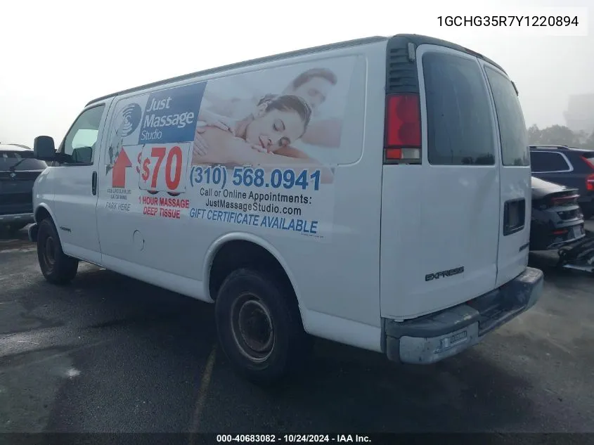 2000 Chevrolet Express VIN: 1GCHG35R7Y1220894 Lot: 40683082