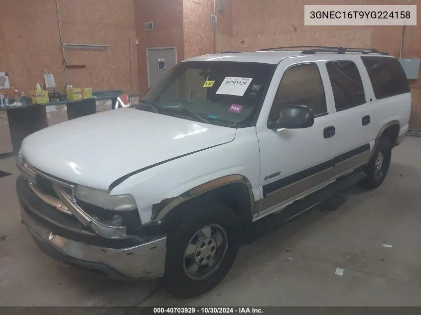 2000 Chevrolet Suburban 1500 Ls VIN: 3GNEC16T9YG224158 Lot: 40703929