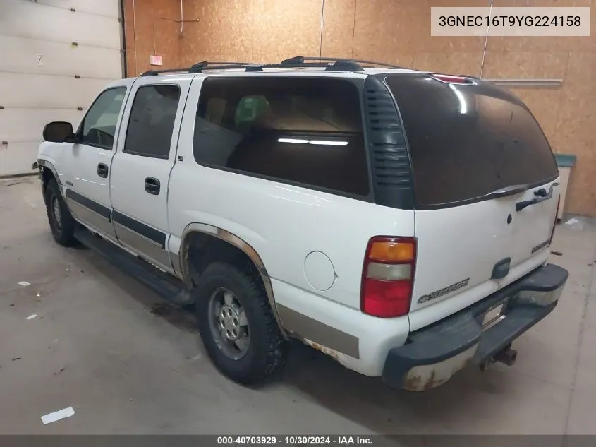 2000 Chevrolet Suburban 1500 Ls VIN: 3GNEC16T9YG224158 Lot: 40703929