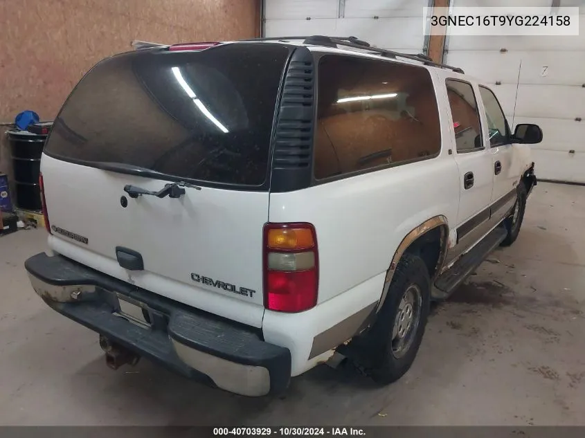 2000 Chevrolet Suburban 1500 Ls VIN: 3GNEC16T9YG224158 Lot: 40703929