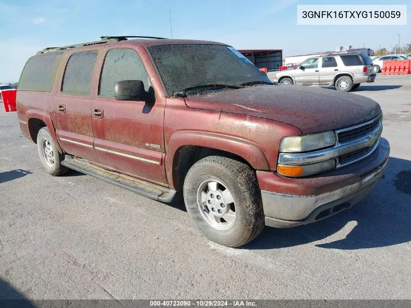 2000 Chevrolet Suburban 1500 Lt VIN: 3GNFK16TXYG150059 Lot: 40723090