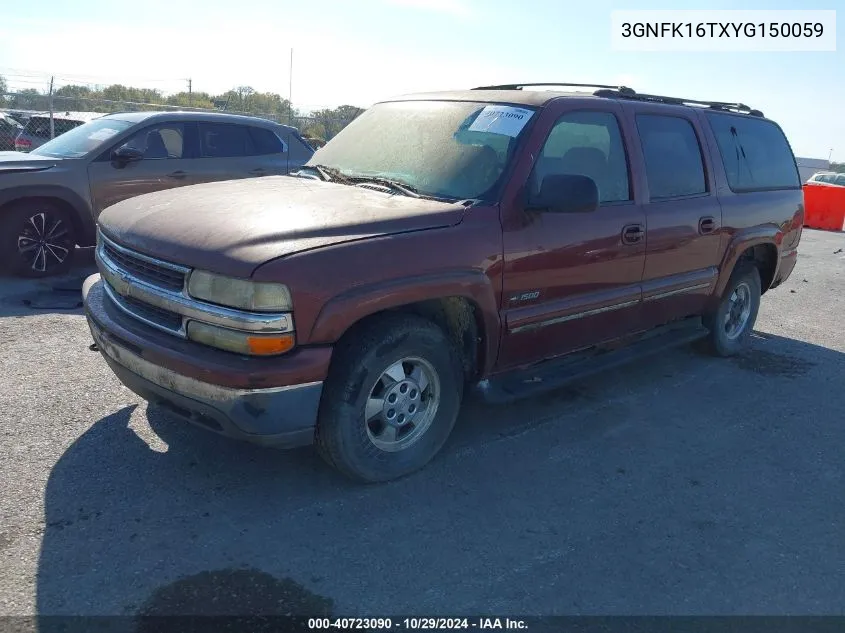 2000 Chevrolet Suburban 1500 Lt VIN: 3GNFK16TXYG150059 Lot: 40723090