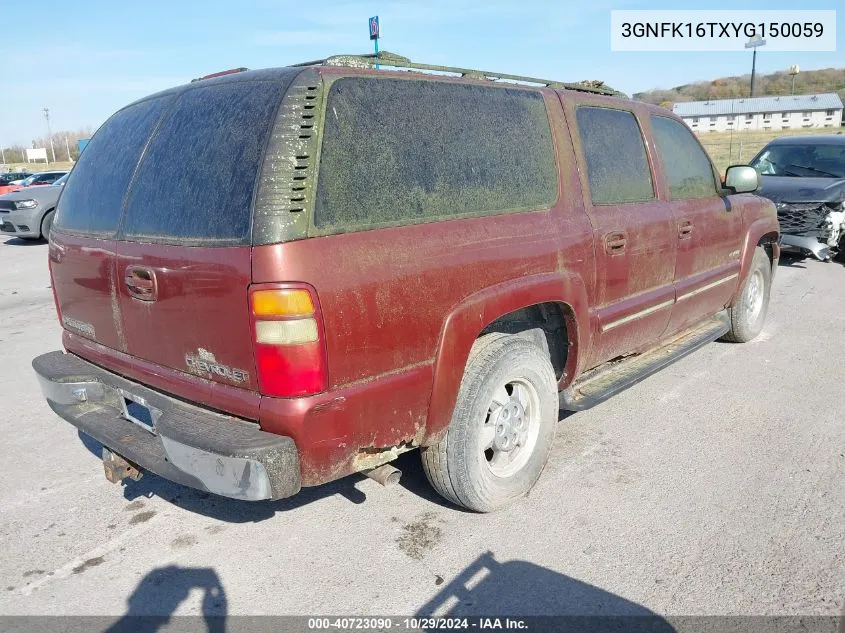 2000 Chevrolet Suburban 1500 Lt VIN: 3GNFK16TXYG150059 Lot: 40723090