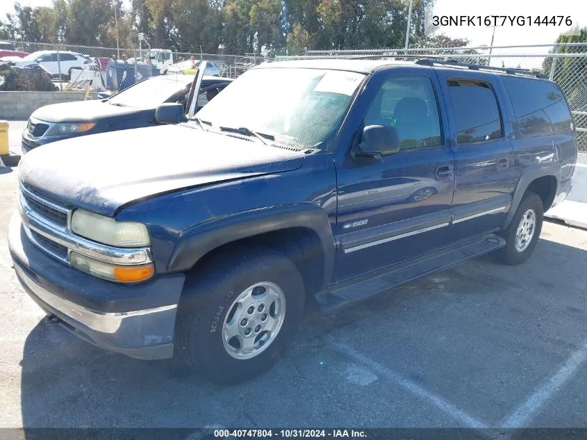 2000 Chevrolet Suburban 1500 Ls VIN: 3GNFK16T7YG144476 Lot: 40747804