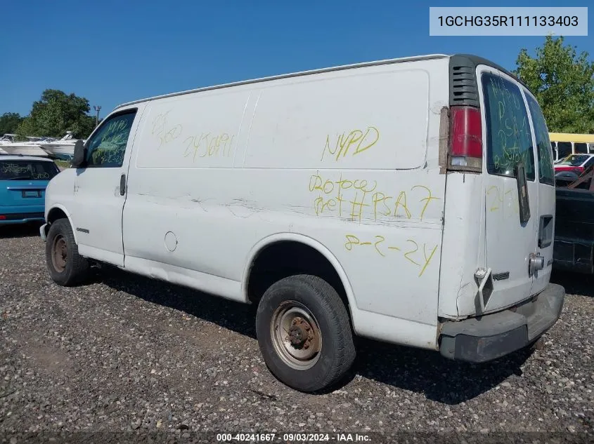 2001 Chevrolet Express VIN: 1GCHG35R111133403 Lot: 40241667