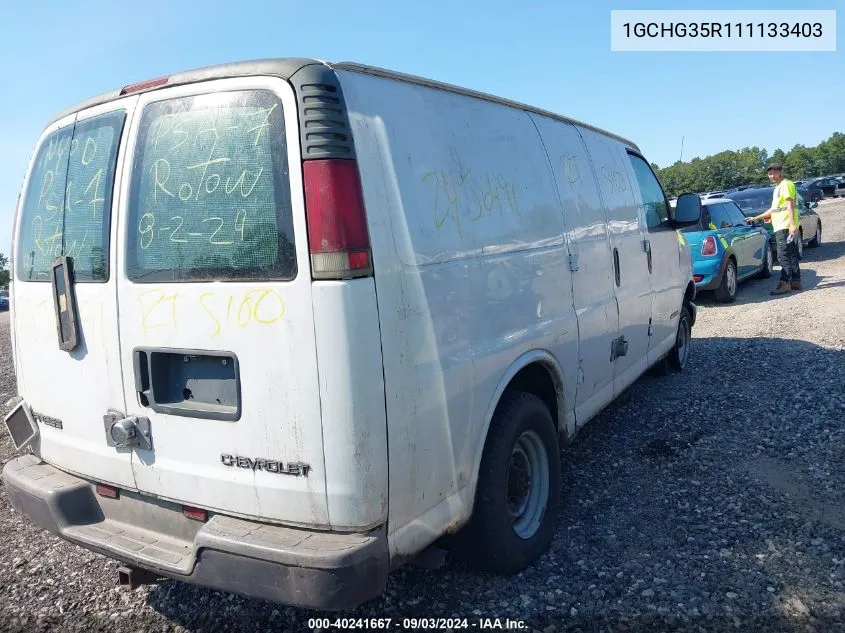 2001 Chevrolet Express VIN: 1GCHG35R111133403 Lot: 40241667