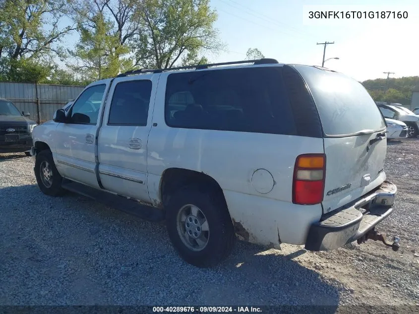 2001 Chevrolet Suburban 1500 Lt VIN: 3GNFK16T01G187160 Lot: 40289676