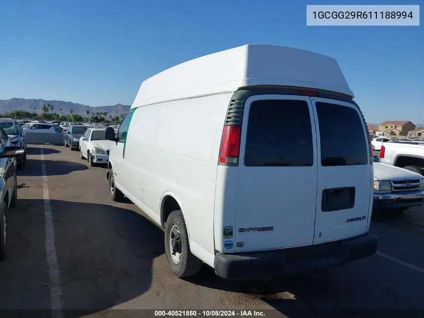 2001 Chevrolet Express G2500 VIN: 1GCGG29R611188994 Lot: 40521850