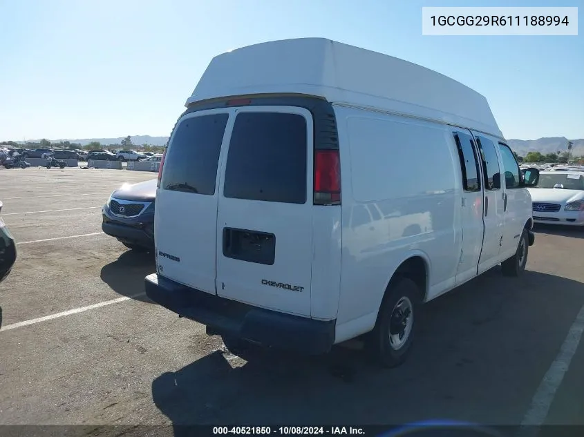 2001 Chevrolet Express G2500 VIN: 1GCGG29R611188994 Lot: 40521850