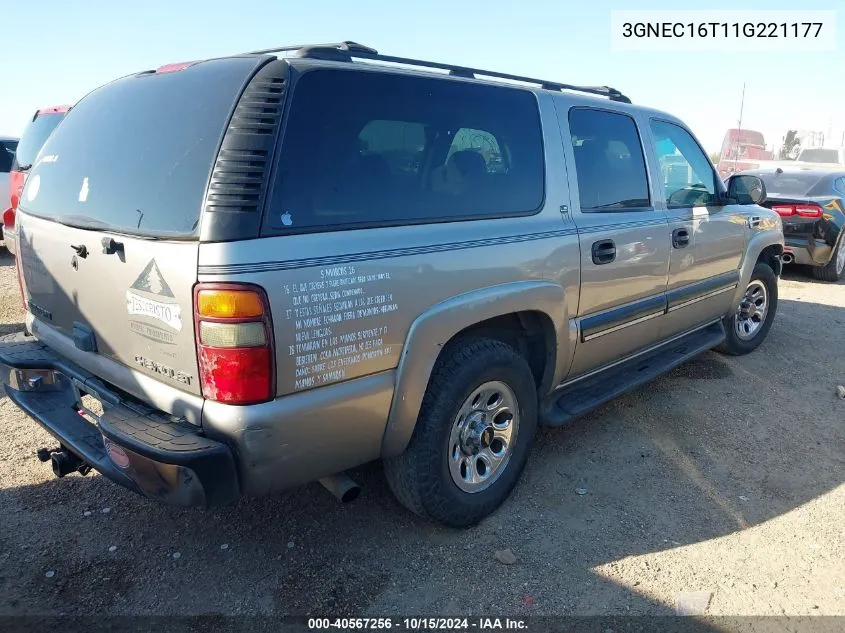 2001 Chevrolet Suburban 1500 Ls VIN: 3GNEC16T11G221177 Lot: 40567256