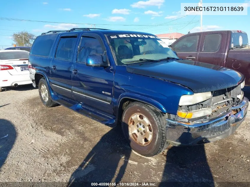 2001 Chevrolet Suburban 1500 Lt VIN: 3GNEC16T21G118639 Lot: 40596155