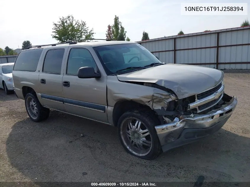 2001 Chevrolet Suburban 1500 Ls VIN: 1GNEC16T91J258394 Lot: 40609009