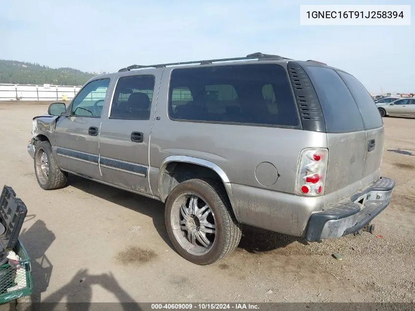 2001 Chevrolet Suburban 1500 Ls VIN: 1GNEC16T91J258394 Lot: 40609009