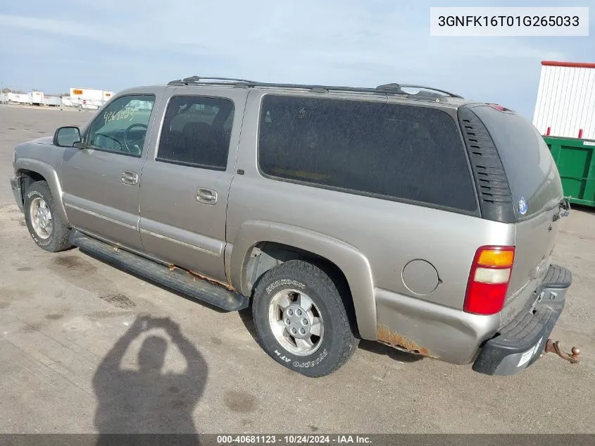 2001 Chevrolet Suburban 1500 Lt VIN: 3GNFK16T01G265033 Lot: 40681123