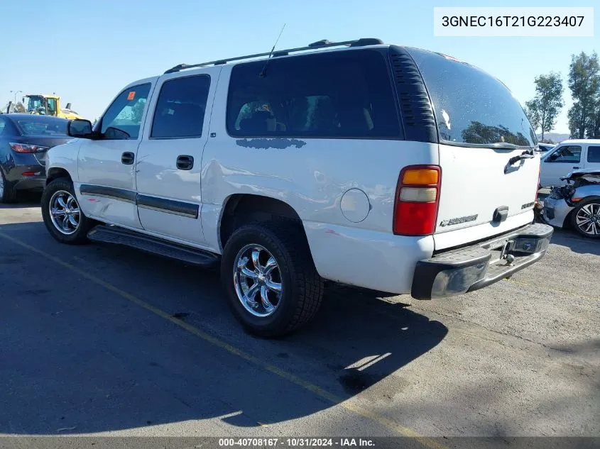 2001 Chevrolet Suburban 1500 Ls VIN: 3GNEC16T21G223407 Lot: 40708167