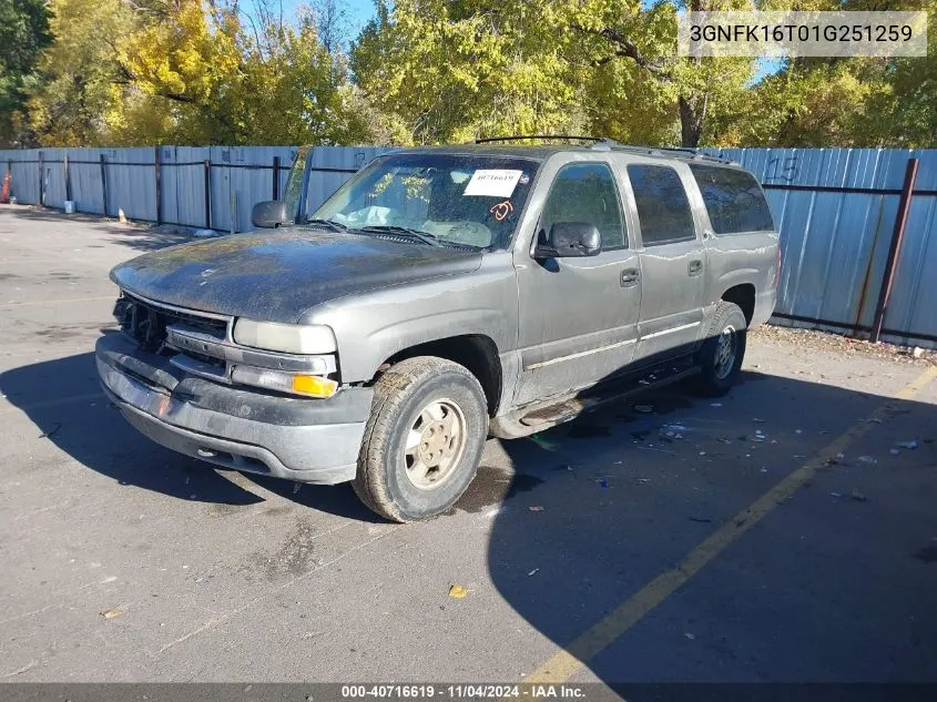 2001 Chevrolet Suburban 1500 Ls VIN: 3GNFK16T01G251259 Lot: 40716619