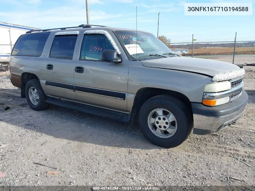 2001 Chevrolet Suburban 1500 Ls VIN: 3GNFK16T71G194588 Lot: 40742394