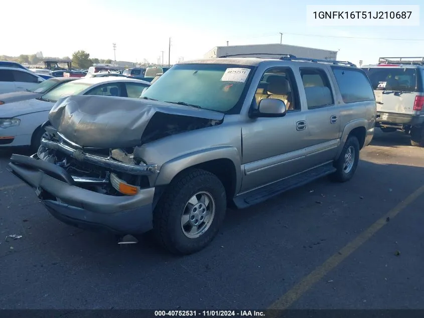 2001 Chevrolet Suburban 1500 Lt VIN: 1GNFK16T51J210687 Lot: 40752531