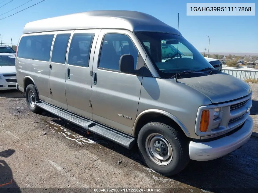 2001 Chevrolet Express VIN: 1GAHG39R511117868 Lot: 40762150