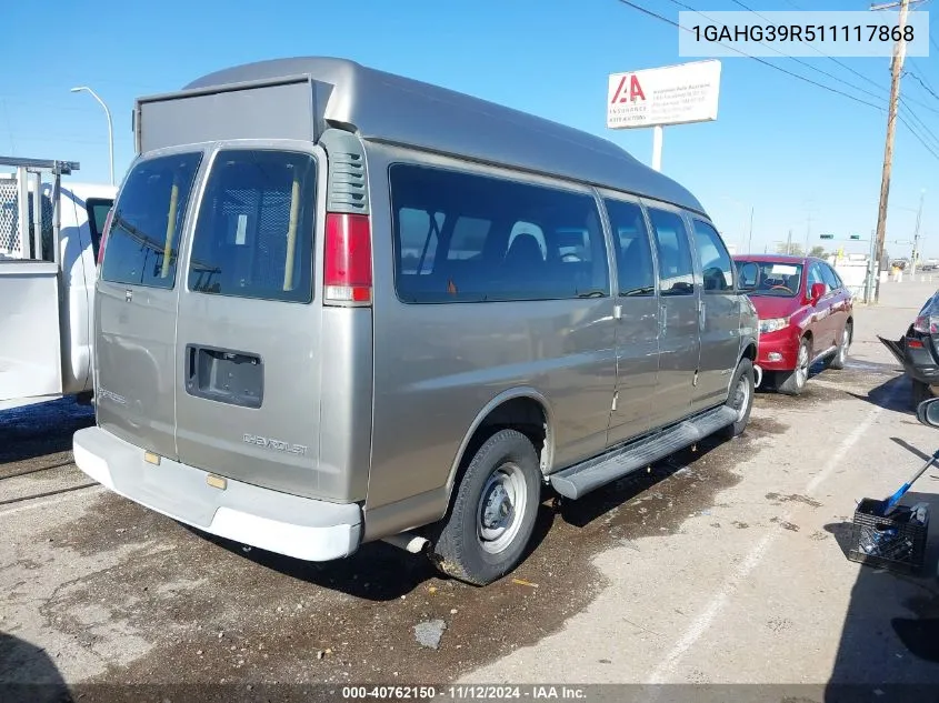 2001 Chevrolet Express VIN: 1GAHG39R511117868 Lot: 40762150