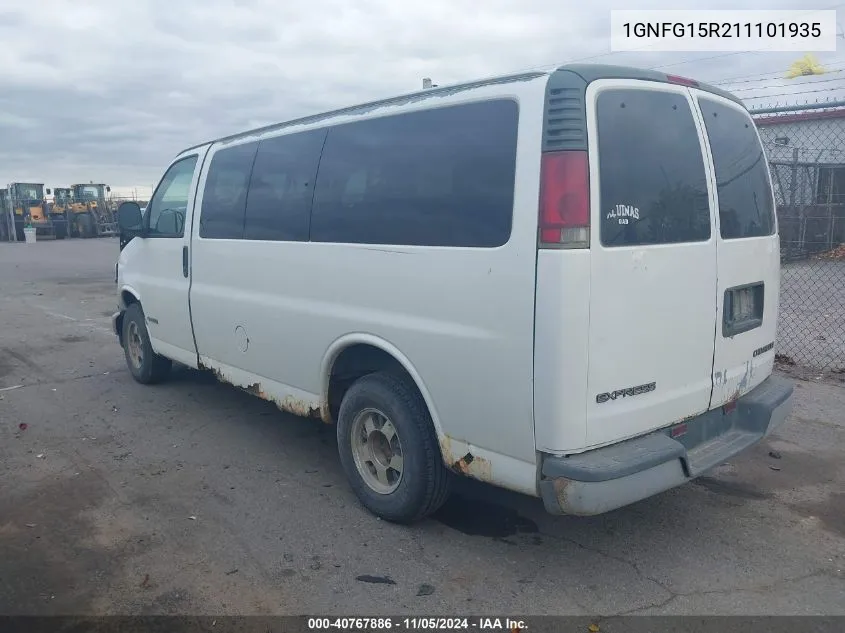 2001 Chevrolet Express VIN: 1GNFG15R211101935 Lot: 40767886