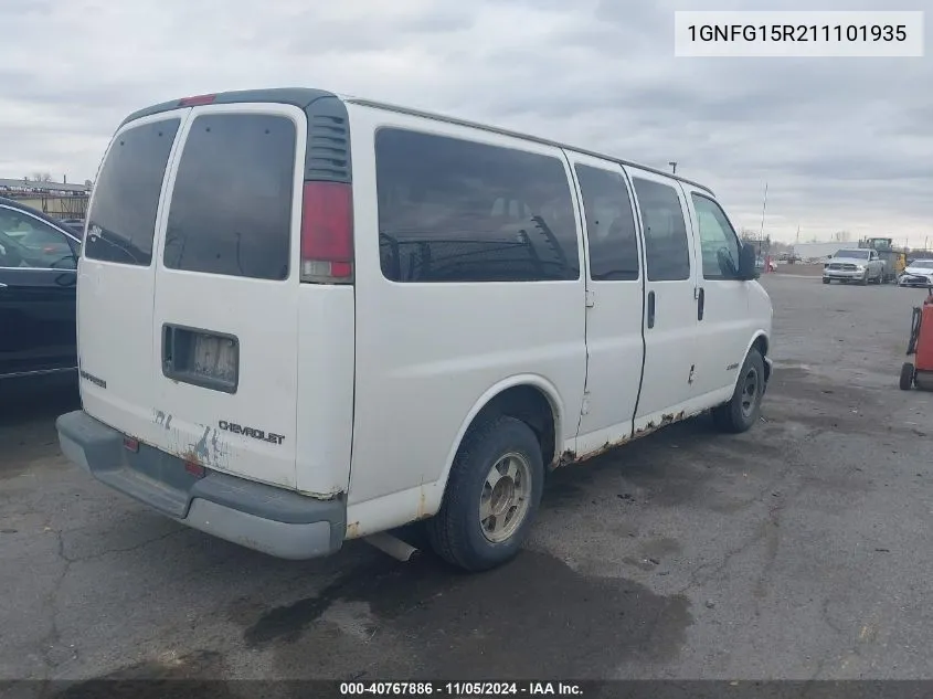 2001 Chevrolet Express VIN: 1GNFG15R211101935 Lot: 40767886