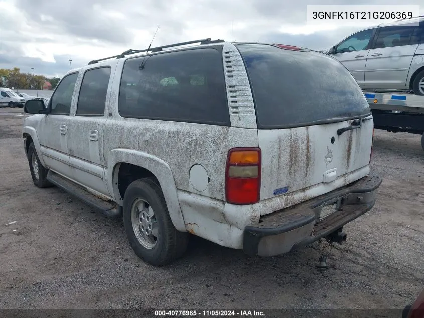 2001 Chevrolet Suburban 1500 Lt VIN: 3GNFK16T21G206369 Lot: 40776985