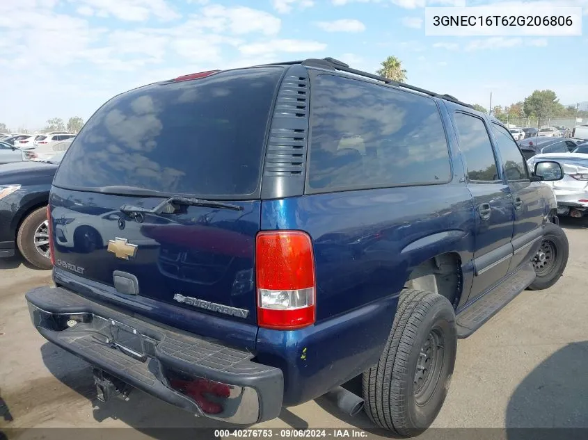 2002 Chevrolet Suburban 1500 Ls VIN: 3GNEC16T62G206806 Lot: 40276753