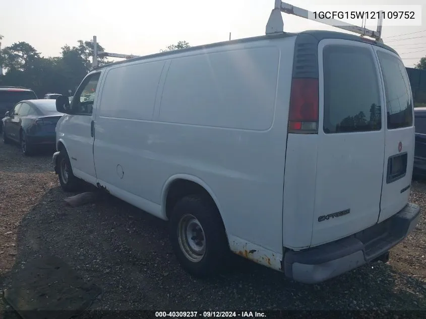 2002 Chevrolet Express G1500 VIN: 1GCFG15W121109752 Lot: 40309237