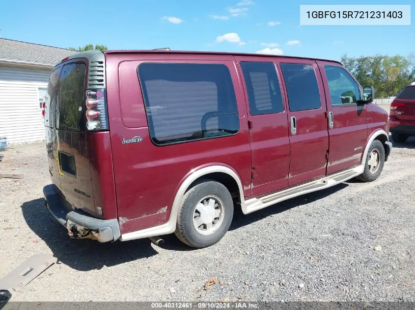 2002 Chevrolet Express VIN: 1GBFG15R721231403 Lot: 40312461