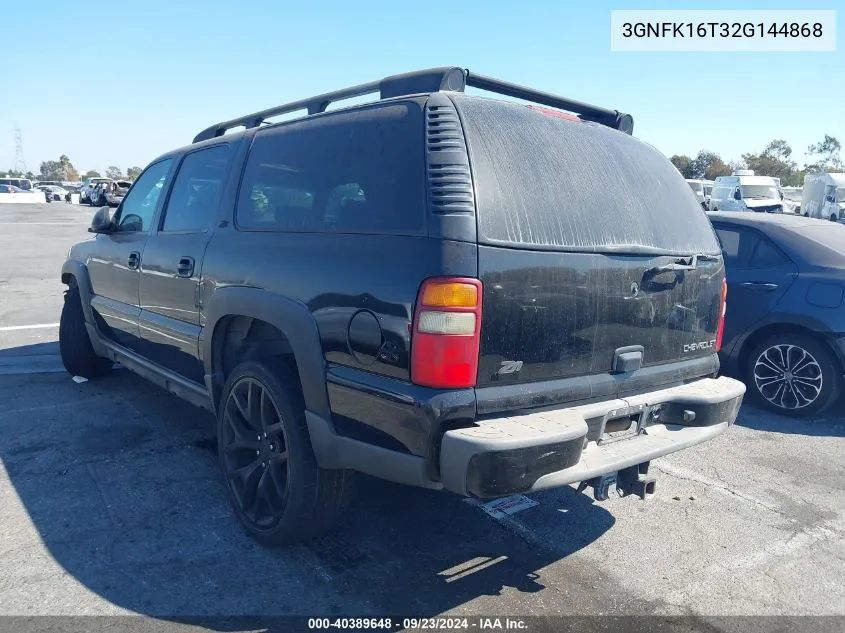 2002 Chevrolet Suburban 1500 Z71 VIN: 3GNFK16T32G144868 Lot: 40389648