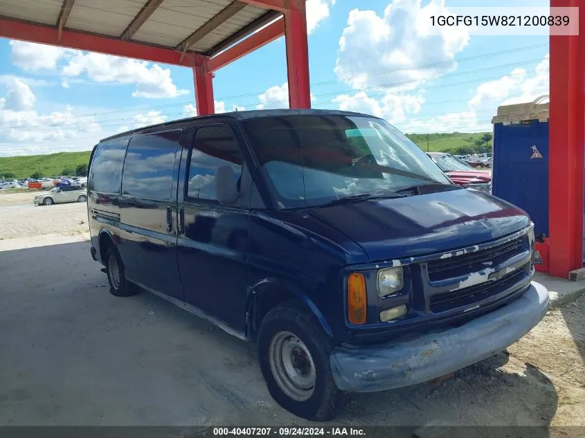 2002 Chevrolet Express VIN: 1GCFG15W821200839 Lot: 40407207