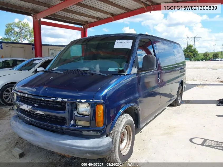 2002 Chevrolet Express VIN: 1GCFG15W821200839 Lot: 40407207